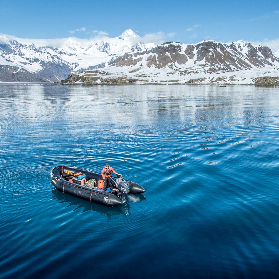 Zodiac at Grytviken - South Georgia