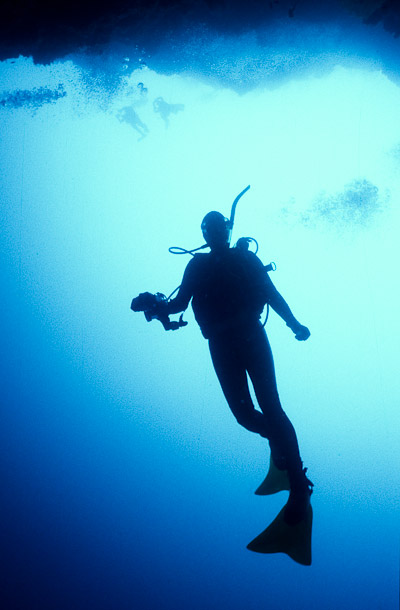 Nicole and divers on Koemurun Wall, Russel Is